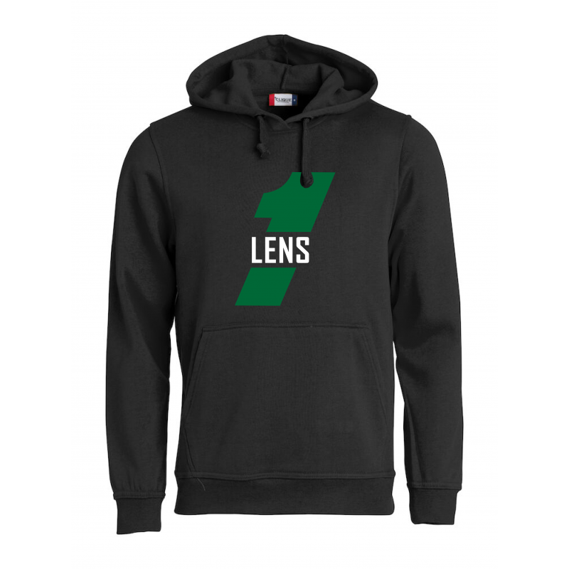 Sweat noir à capuche unisexe inspire du maillot de lens de 1977