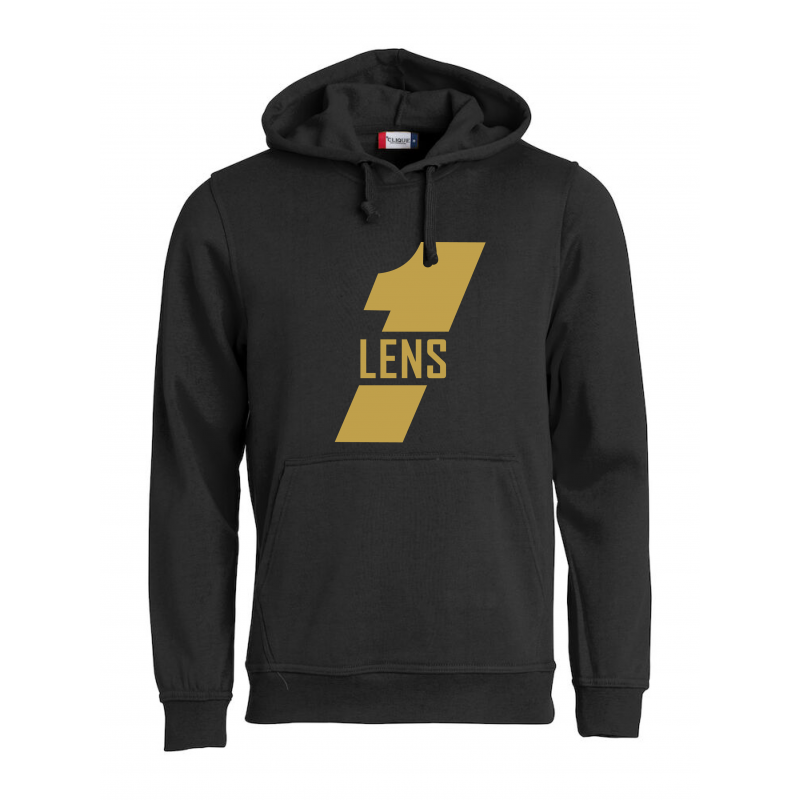 Sweat noir à capuche unisexe inspire du maillot de lens de 1977